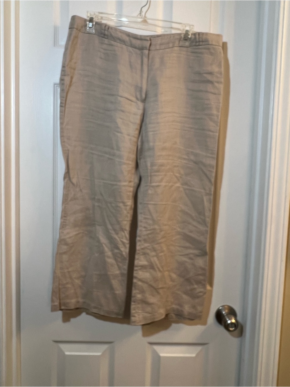 🦋 Women's Straight-Leg linen Ming basic Capris in Light Khaki size 10